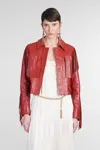 Chloé Fringed Short Leather Jacket In Red