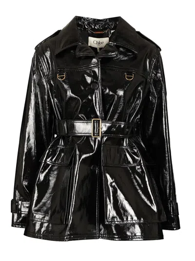 Chloé Shiny Coated Cotton Canvas Jacket