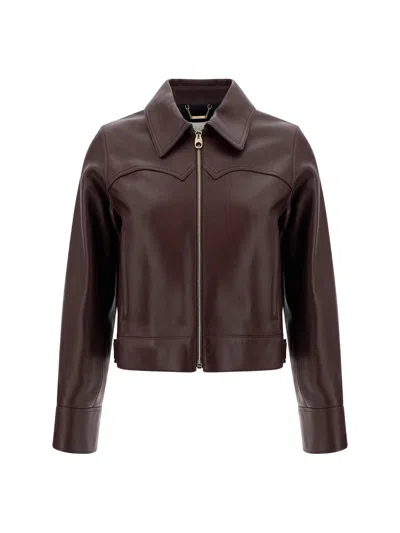 Chloé Leather Jacket In Kohl Brown