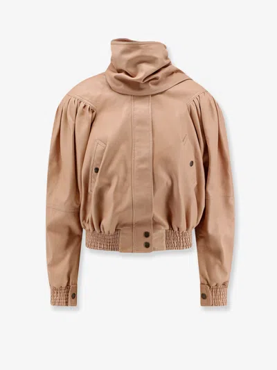 Chloé Leather Jacket With Stitched Profiles In Pink