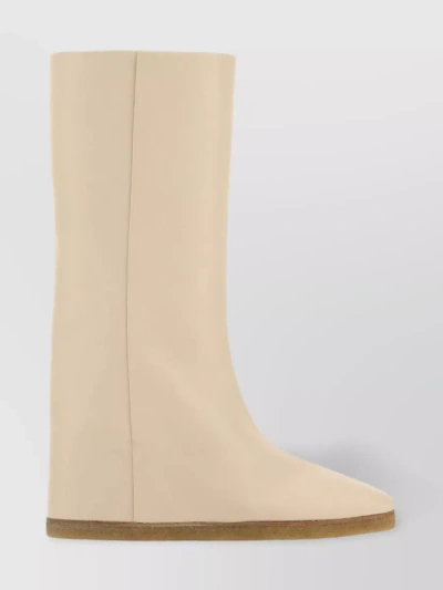 CHLOÉ LEATHER KNEE BOOTS WITH POINTED TOE AND FLAT SOLE
