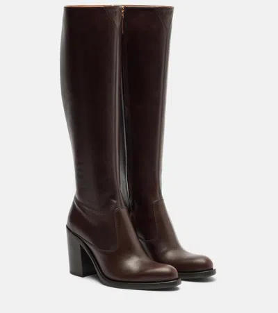 Chloé Leather Knee-high Boots In Brown
