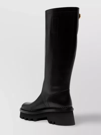 Chloé Owena Leather Knee-high Boots In Black