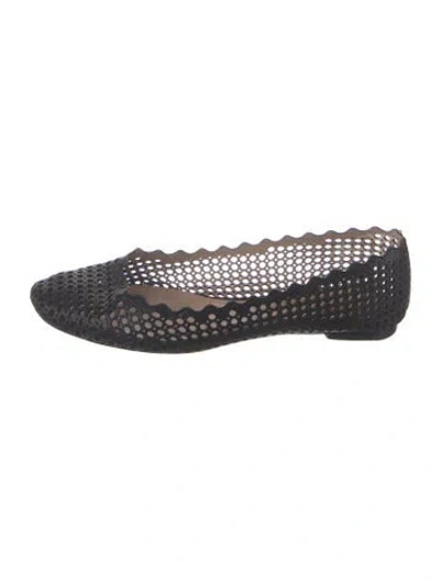 Pre-owned Chloé Leather Lace Pattern Ballet Flats In Black