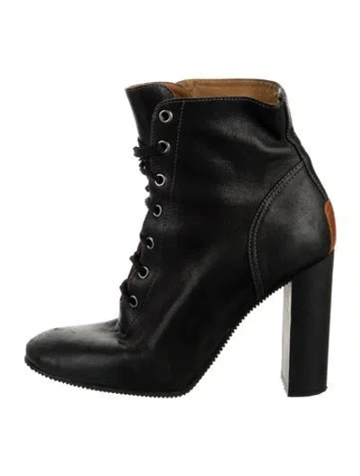 Pre-owned Chloé Leather Lace-up Boots In Black