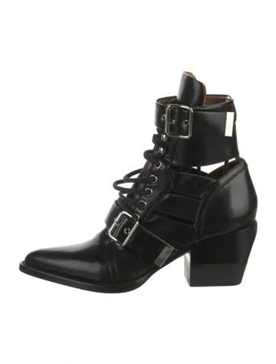 Pre-owned Chloé Leather Lace-up Boots In Black