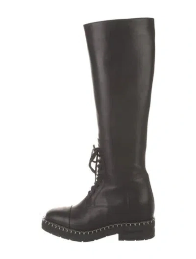 Pre-owned Chloé Leather Lace-up Boots In Black