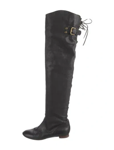 Pre-owned Chloé Leather Lace-up Boots In Black
