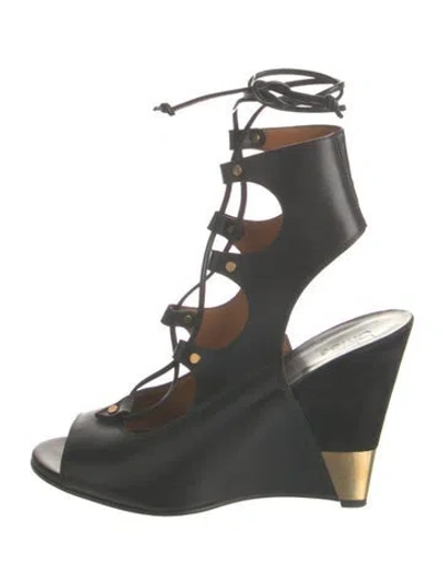 Pre-owned Chloé Leather Lace-up Boots In Black