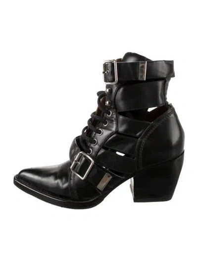 Pre-owned Chloé Leather Lace-up Boots In Black