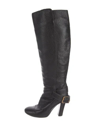 Pre-owned Chloé Leather Lace-up Boots In Black