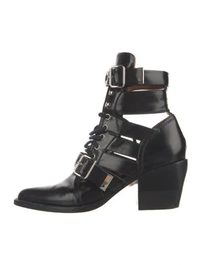 Pre-owned Chloé Leather Lace-up Boots In Black