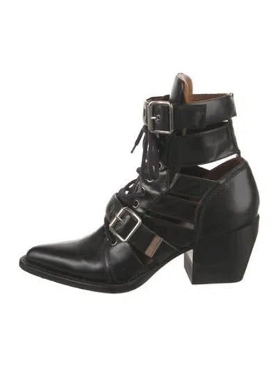 Pre-owned Chloé Leather Lace-up Boots In Black