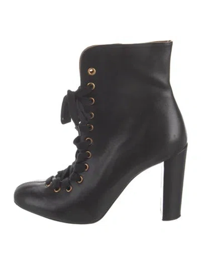 Pre-owned Chloé Leather Lace-up Boots In Black