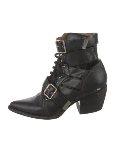 Pre-owned Chloé Leather Lace-up Boots In Black