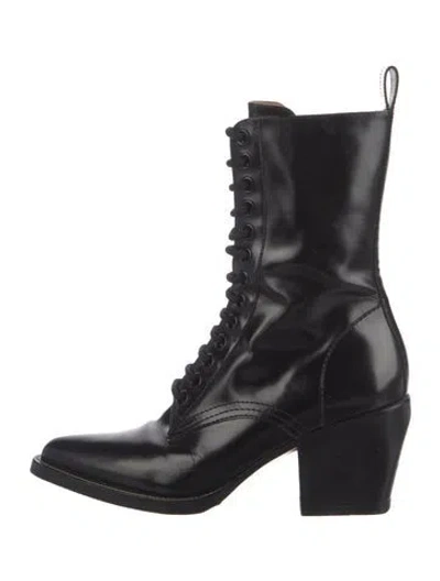 Pre-owned Chloé Leather Lace-up Boots In Black