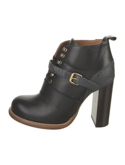 Pre-owned Chloé Leather Lace-up Boots In Black