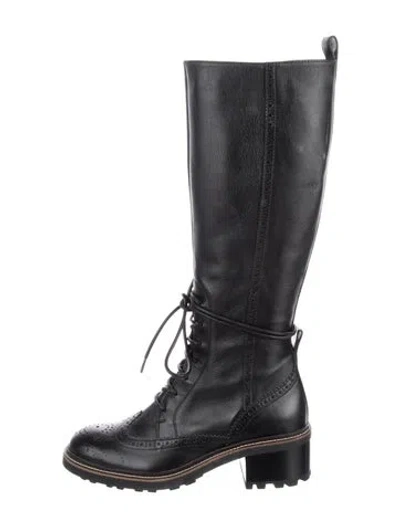 Pre-owned Chloé Leather Lace-up Boots In Black