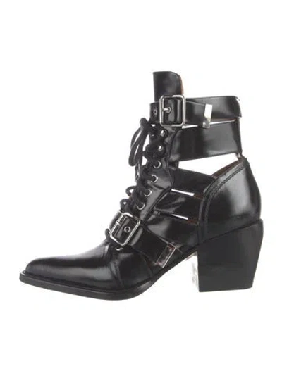 Pre-owned Chloé Leather Lace-up Boots In Black