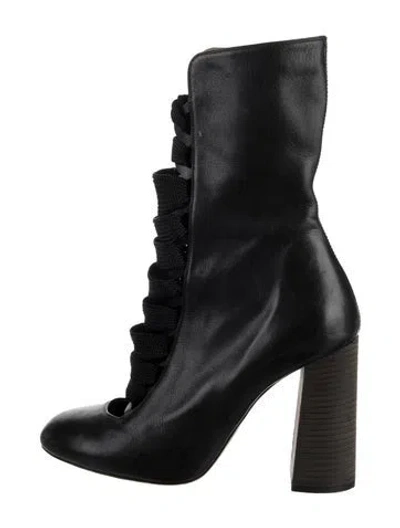 Pre-owned Chloé Leather Lace-up Boots In Black