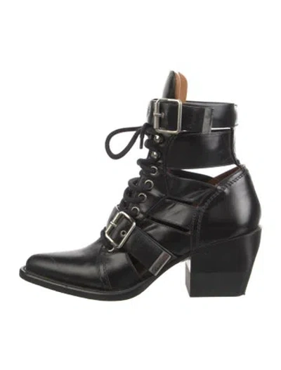 Pre-owned Chloé Leather Lace-up Boots In Black