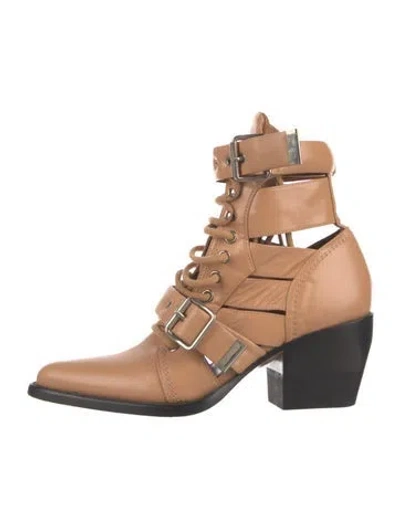Pre-owned Chloé Leather Lace-up Boots In Brown
