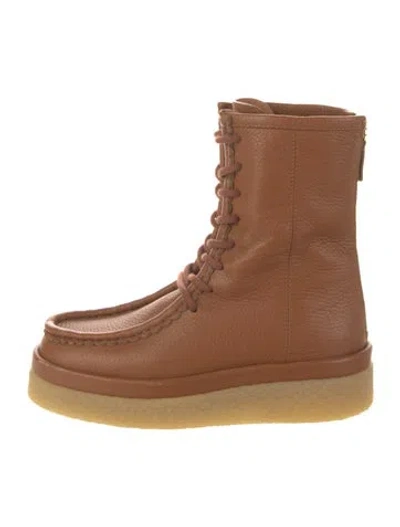 Pre-owned Chloé Leather Lace-up Boots In Brown