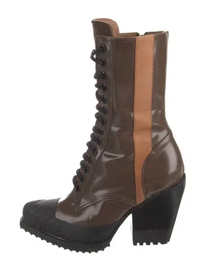 Pre-owned Chloé Leather Lace-up Boots In Brown