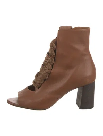 Pre-owned Chloé Leather Lace-up Boots In Brown