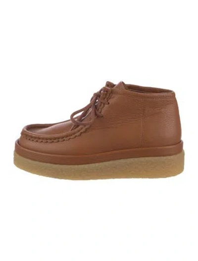 Pre-owned Chloé Leather Lace-up Boots In Brown