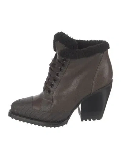 Pre-owned Chloé Leather Lace-up Boots In Brown