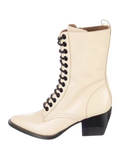 Pre-owned Chloé Leather Lace-up Boots In Neutral