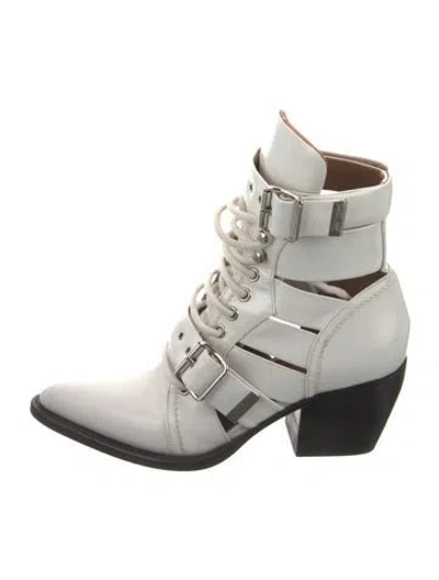 Pre-owned Chloé Leather Lace-up Boots In White