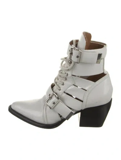 Pre-owned Chloé Leather Lace-up Boots In White
