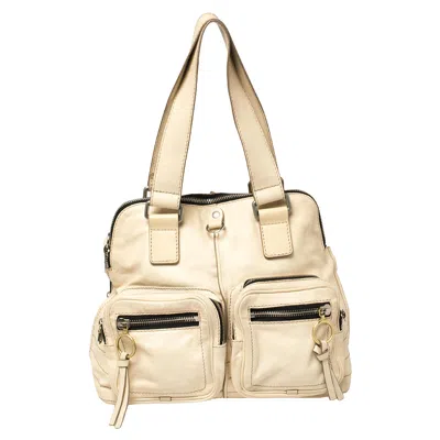 Chloé Leather Large Betty Satchel In Beige