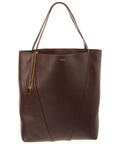 Chloé Leather Large Tote In Brown