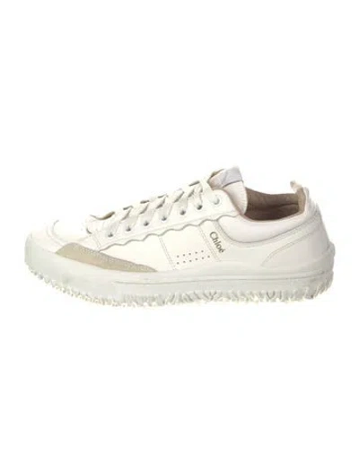 Pre-owned Chloé Leather Lasercut Accents Sneakers In White