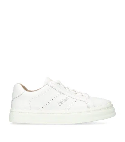 Chloé Lace-up Leather Sneakers In White