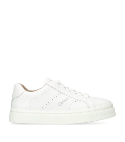 Chloé Lace-up Leather Sneakers In White