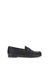 Chloé Leather Logo Chain Penny Loafers In Black