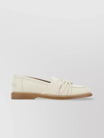 Chloé Leather Loafers With Draped Lamb Nappa Inserts In Cream