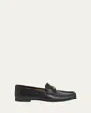 Chloé Leather Logo Chain Penny Loafers In Black