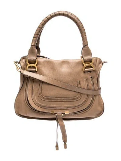 Pre-owned Chloé Leather Marcie Bag Large In Neutral