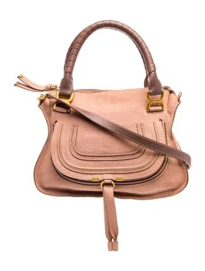 Pre-owned Chloé Leather Marcie Bag Large In Pink