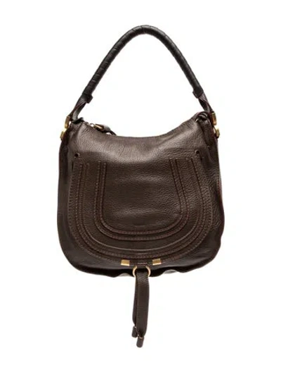 Pre-owned Chloé Leather Marcie In Burgundy