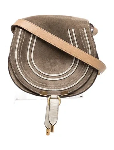 Pre-owned Chloé Leather Marcie Crossbody In Gray