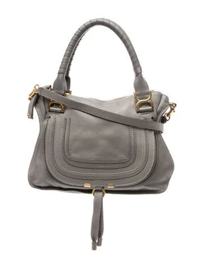 Pre-owned Chloé Leather Marcie Crossbody In Gray