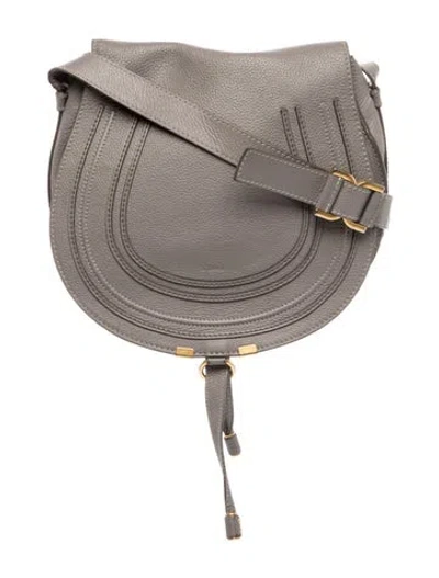 Pre-owned Chloé Leather Marcie Crossbody In Gray