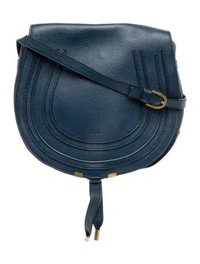 Pre-owned Chloé Leather Marcie Crossbody Large 2023 In Blue