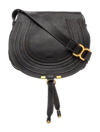 Pre-owned Chloé Leather Marcie Crossbody Medium In Black